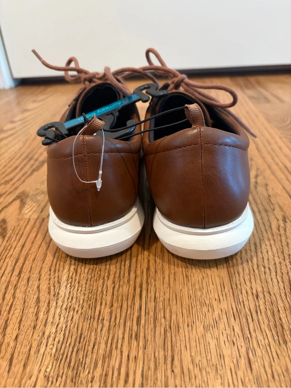 wonder nation Brown Lace-Up Kids Dress Shoes with White Sole